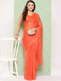 Ahalyaa Leheriya Poly Chiffon Saree | Grocsy