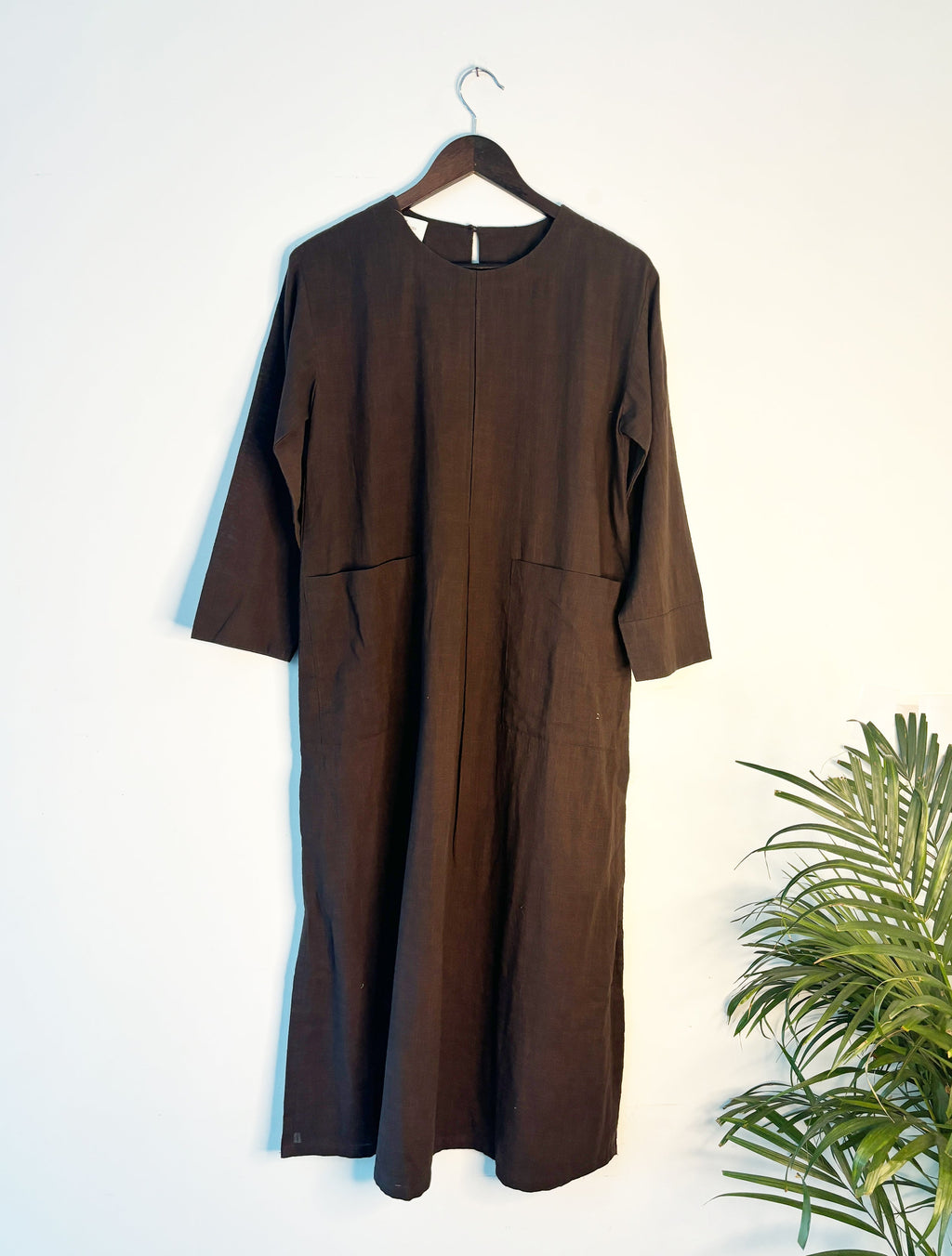 trueBrowns Beige Slub Dress | Grocsy