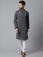 Even Apparels Black Pure Cotton Kurta With Band Collar | Grocsy