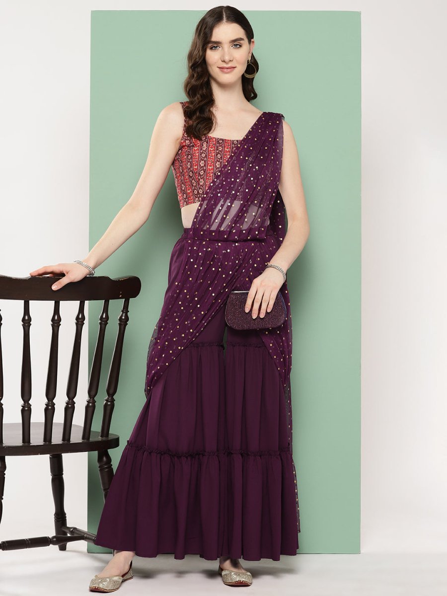 Ahalyaa Printed Ethnic Co-Ords with Draped Dupatta | Grocsy
