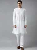 Fabmade Men White Cotton Linen Kurta | Grocsy