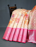Shades of Cream Colour Floral Design Banaras Semi Silk Saree By Gayathri Reddy Designer Studio | Grocsy