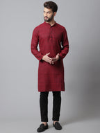 Even Apparels Maroon Solid Kurta With Band Collar | Grocsy