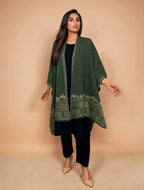 trueBrowns Green Woollen Kaftan Cape | Grocsy