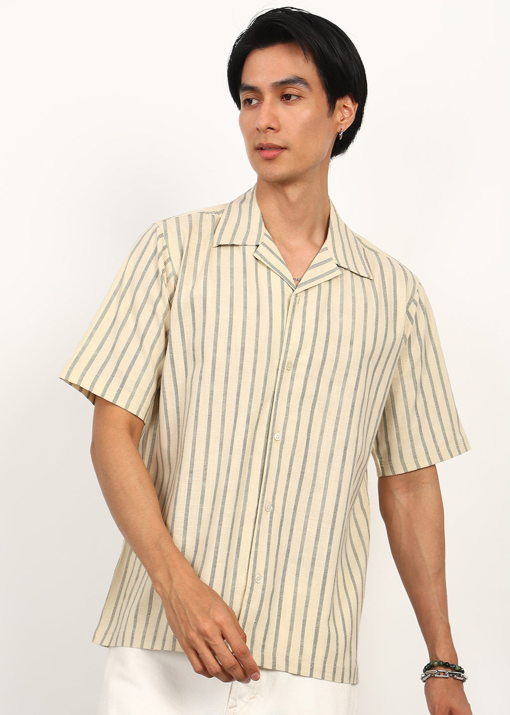 Fabmade Ivory Stripe Calm Shirt | Grocsy