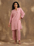 trueBrowns Light Mauve Zig-Zag Printed Silk Co-Ord Set | Grocsy