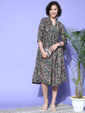 InWeave Women's Green Jaal Print Dress | Grocsy