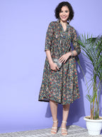 InWeave Women's Green Jaal Print Dress | Grocsy