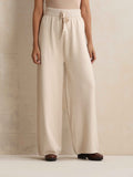 trueBrowns Ivory Woollen Flared Pants | Grocsy
