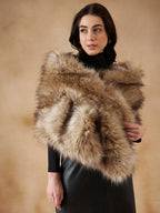 InWeave Women's Winter Beige Faux Fur Cape | Grocsy