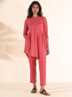 trueBrowns Pink Cotton Dobby Co-ord Set | Grocsy