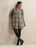 trueBrowns Green Check Pleated Winter Top | Grocsy