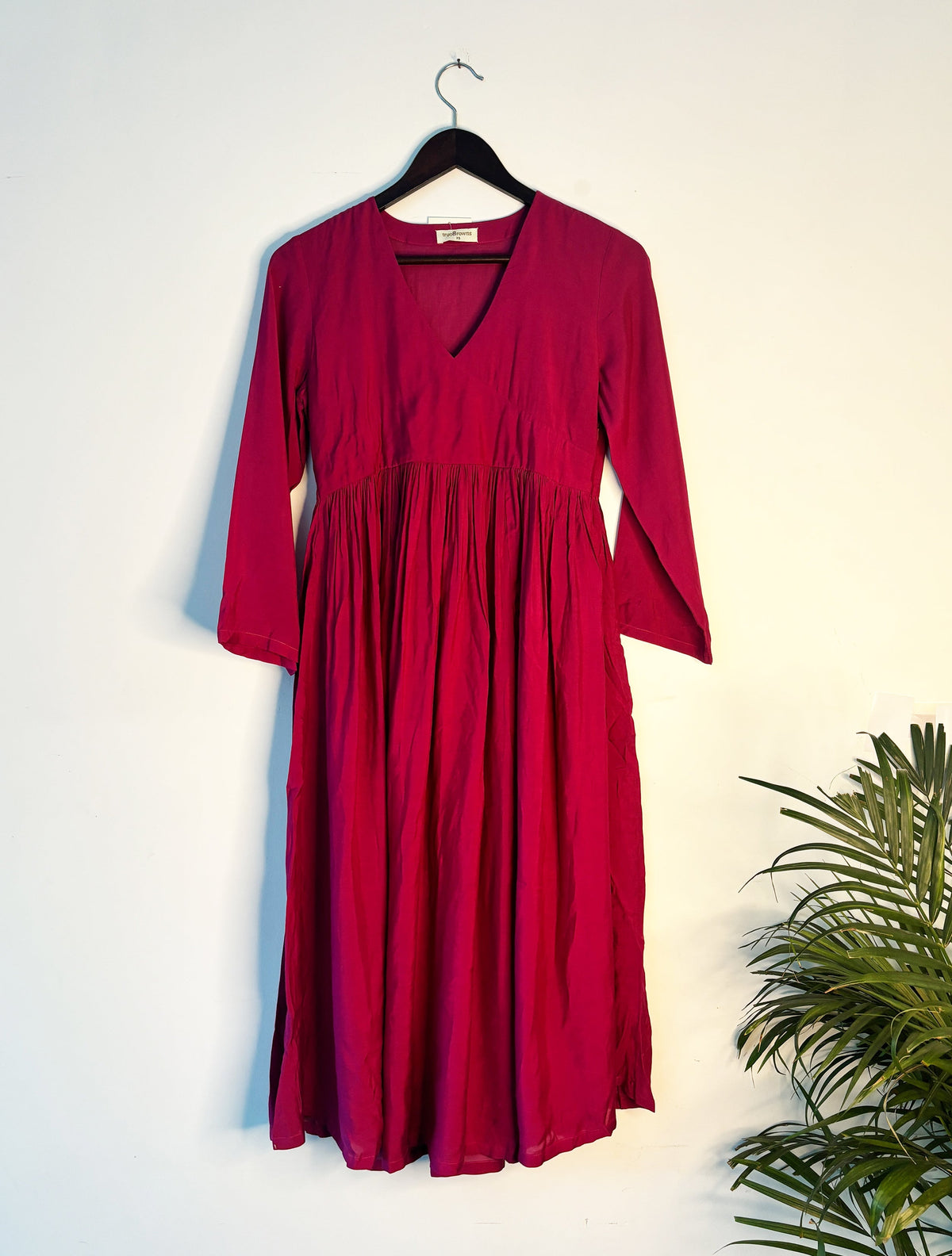 trueBrowns Pink Muslin Flared Kurta | Grocsy