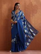 trueBrowns Blue Metallic Ready To Wear Saree | Grocsy