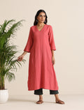 trueBrowns Coral Cotton Dobby Kurta Set | Grocsy