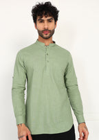 Fabmade Sage Linen Kurta | Grocsy