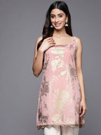 Ahalyaa Square Neck Printed Crepe Tunic With Lace Inserts | Grocsy