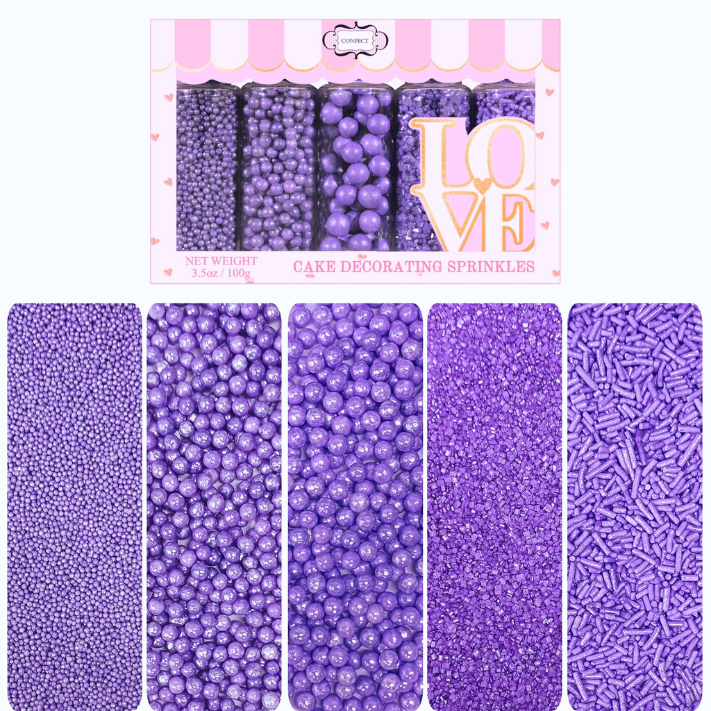Confect Sprinkles for Cakes & Cupcakes Decoration | USP-3(Lavender) | Grocsy