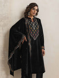 trueBrowns Black Velvet Geometric Embroidered Kurta Pant Dupatta Set | Grocsy