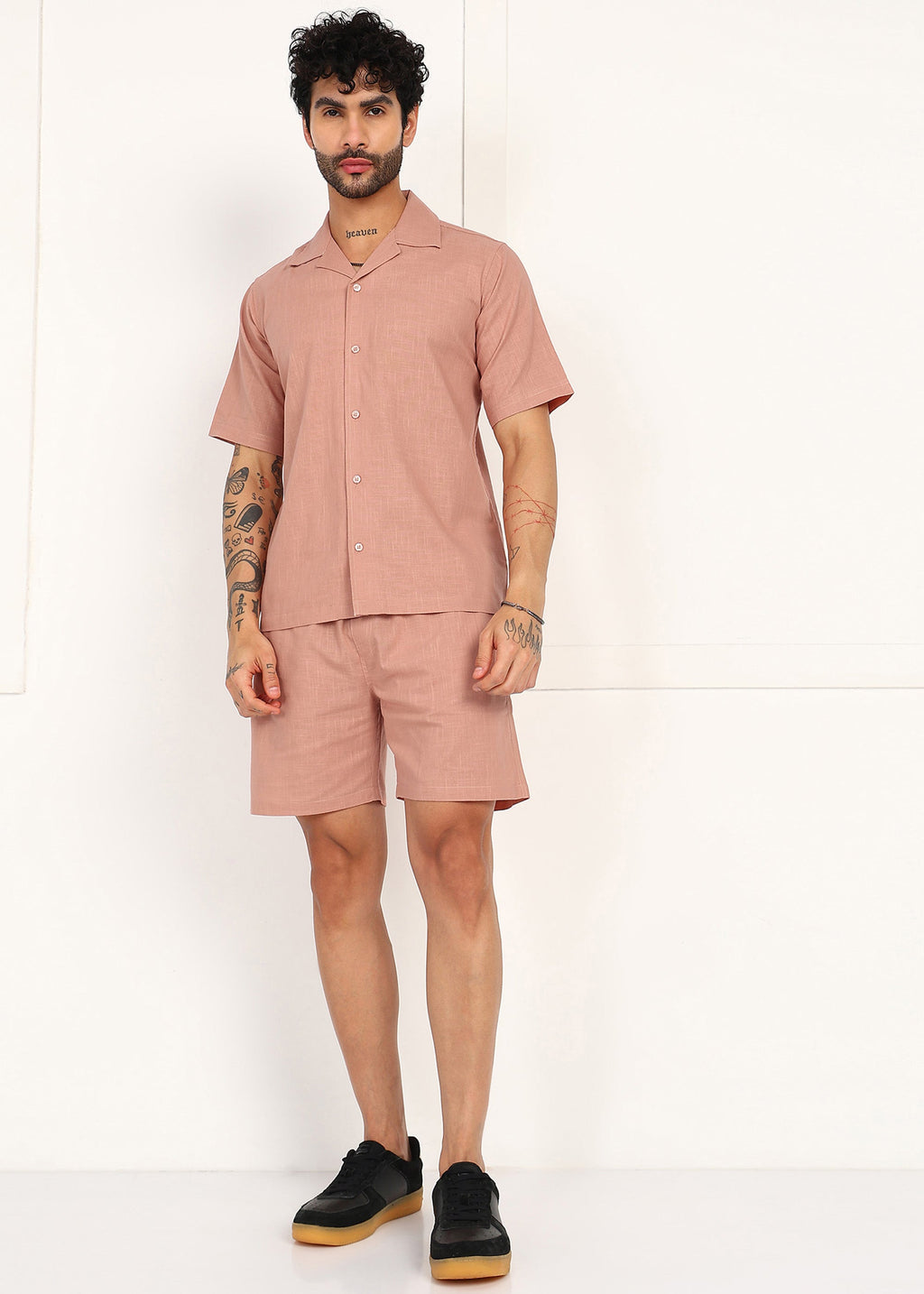 Fabmade Men’S Peach Linen Co-Ord Set | Grocsy