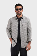 Xkind White Textured Checks Overshirt/ Shirt | Grocsy