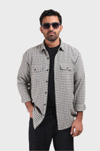 Xkind White Textured Checks Overshirt/ Shirt | Grocsy