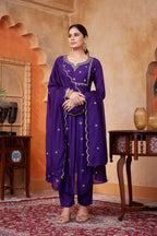 Anaita Purple Anarkali Readymade Suit with Embroidery Work | Grocsy