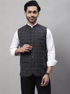 Even Apparels Men's Grey Nehru Jacket With Welt Pockets | Grocsy