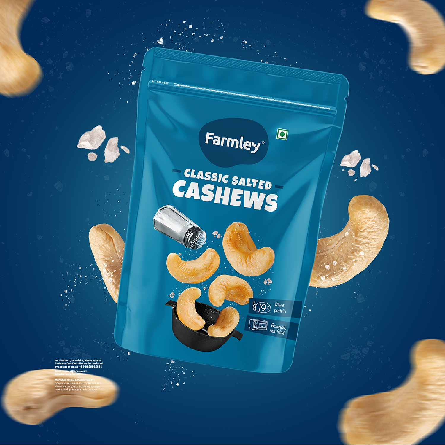 Farmley Classic Salted Cashews - Roasted | Grocsy