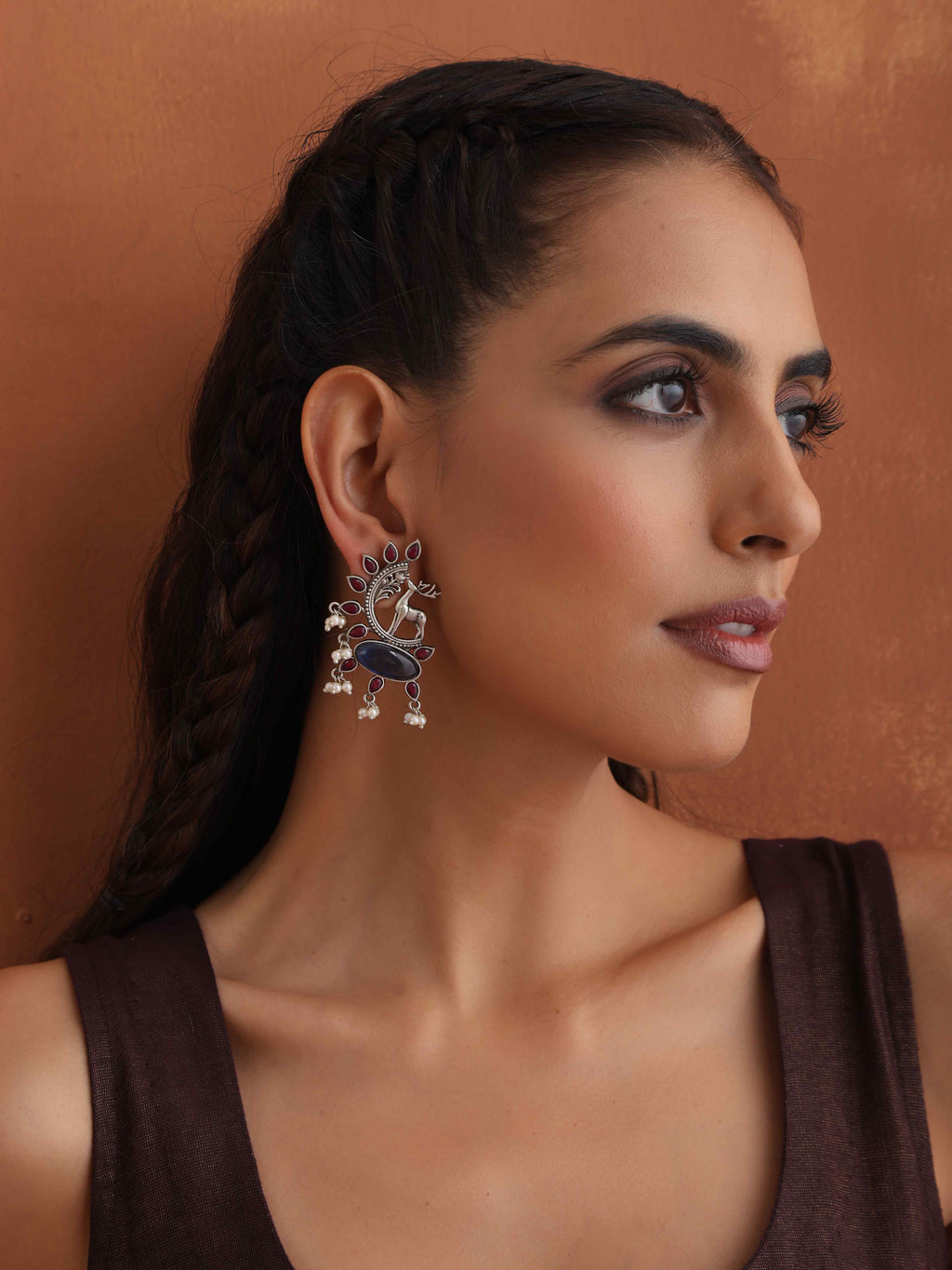trueBrowns Silver Tone Pearl Drop Earrings | Grocsy
