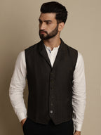 Even Apparels Men's Brown Wool Waistcoat with Notched Lapel | Grocsy