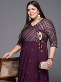 Ahalyaa Plus Size V-neck Maxi Ethnic Dress | Grocsy