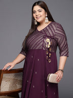 Ahalyaa Plus Size V-neck Maxi Ethnic Dress | Grocsy