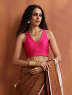 trueBrowns Pink Silk Sleeveless Blouse | Grocsy
