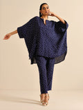 trueBrowns Blue Bandhani Silk Printed Boxy Fit Co-Ord Set | Grocsy