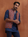 trueBrowns Men's Rust Printed Reversible Nehru Jacket | Grocsy