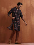 trueBrowns Men's Black Printed Kurta | Grocsy