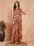 InWeave Women's Multi Color Trangle Skirt Saree | Grocsy