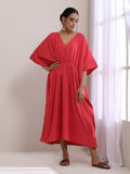 trueBrowns Bright Pink Dobby Kaftan Dress | Grocsy