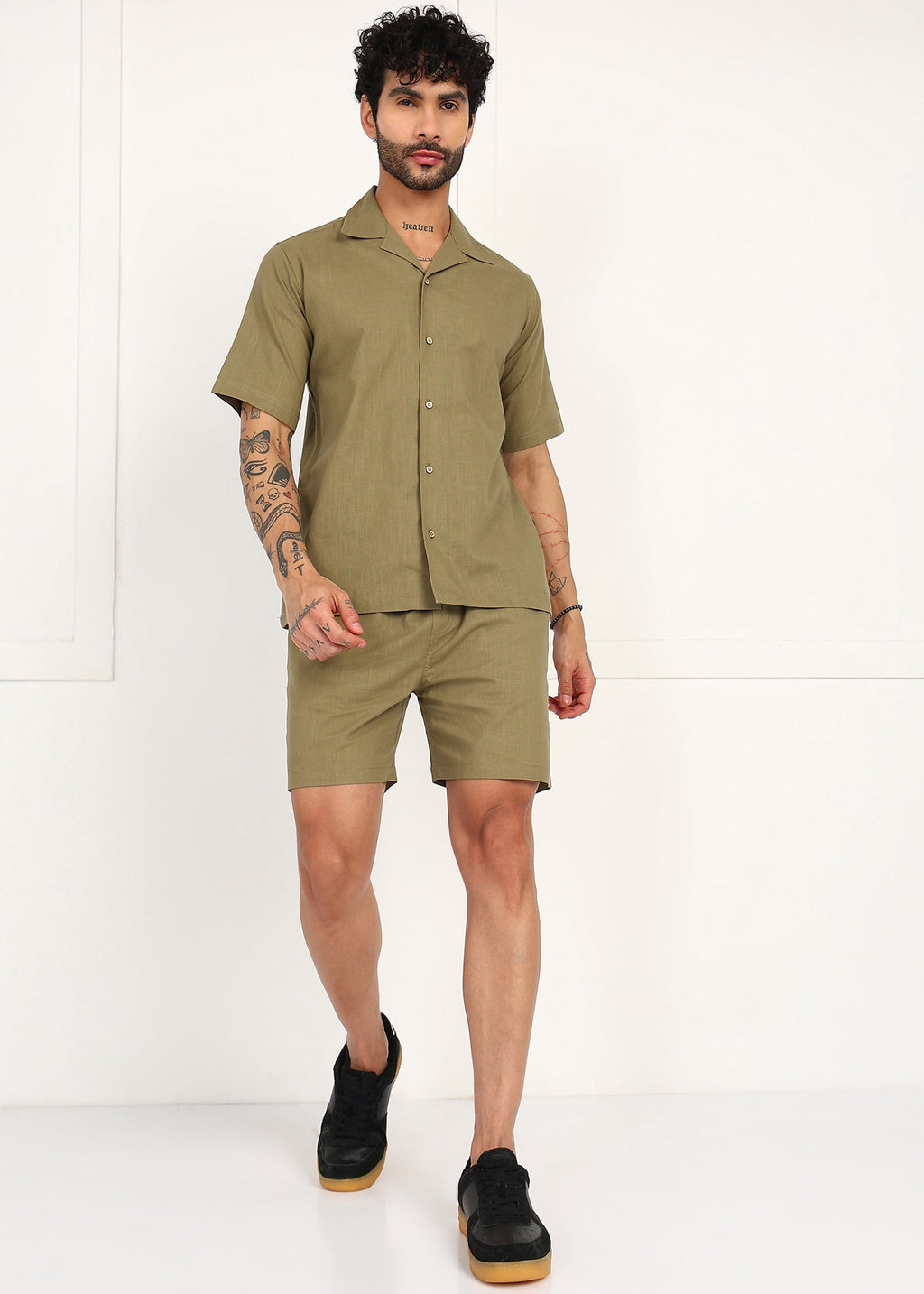Fabmade Khaki Ease Linen Co-Ord Set | Grocsy