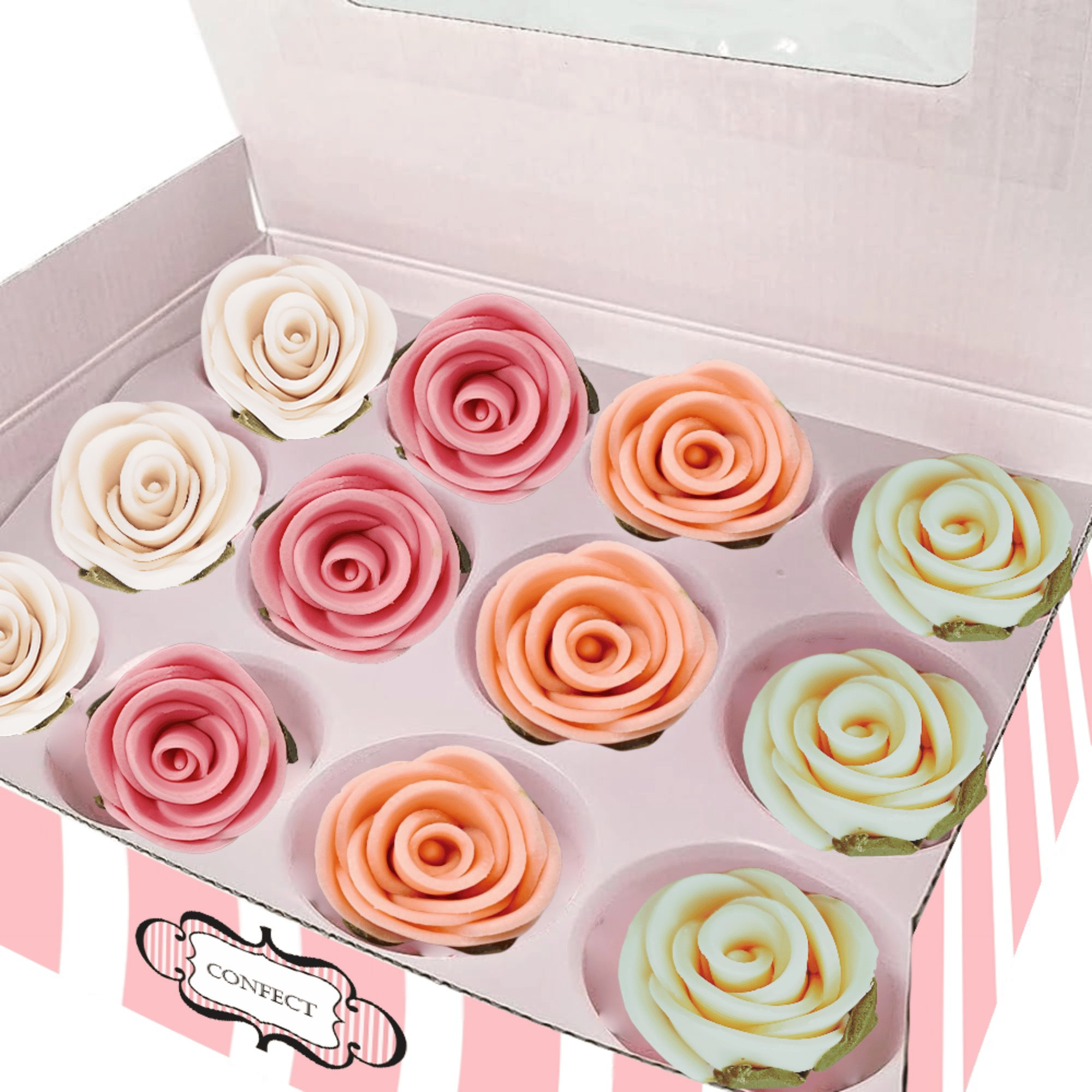 Confect Ombre- 3 | Edible Sugar Roses Topper | Grocsy