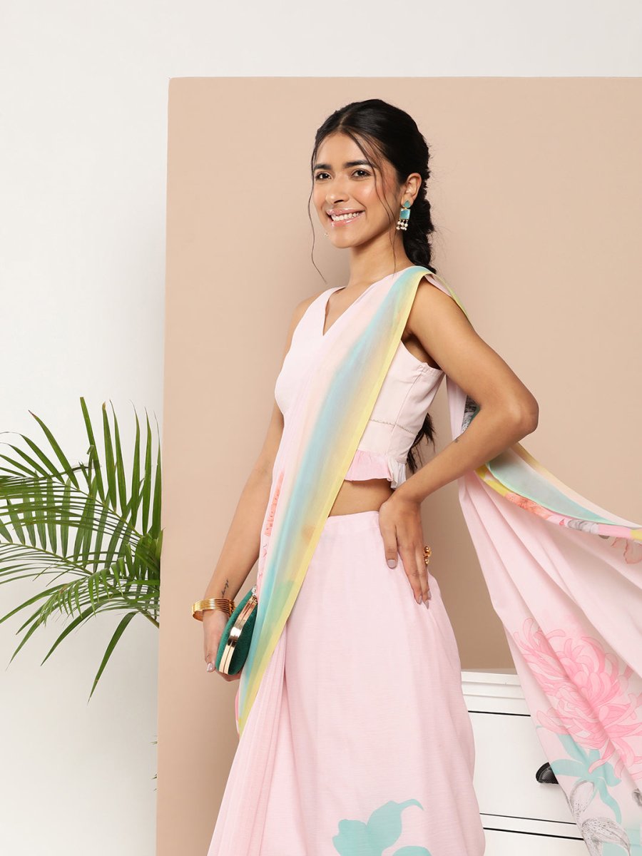 Ahalyaa Women Chiffon Floral Saree | Grocsy