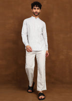 Fabmade Drift Pinstripe Linen Co-Ord Set | Grocsy