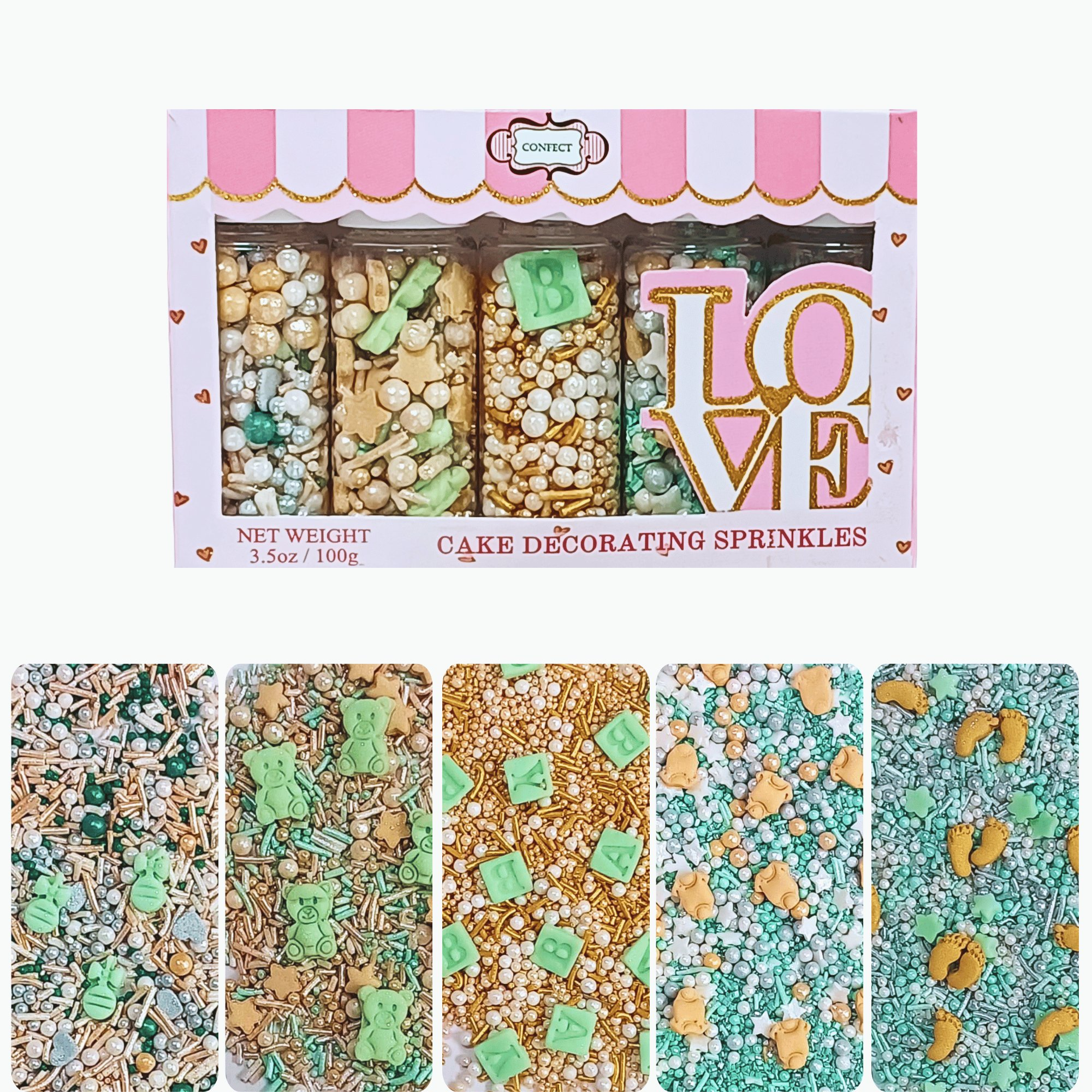 Confect Baby Shower Sprinkles | Birthday Sprinkles | Gender Reveal Sprinkles | Grocsy