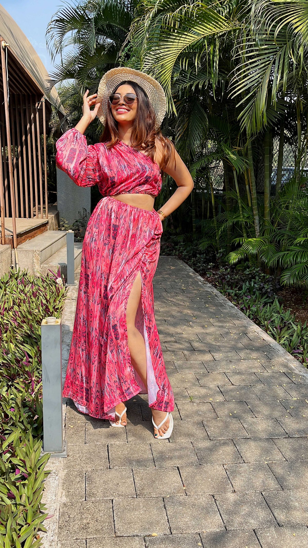 Noroke Sustainable fabric | Bemberg Asymmetrical Printed Long Dress | Grocsy