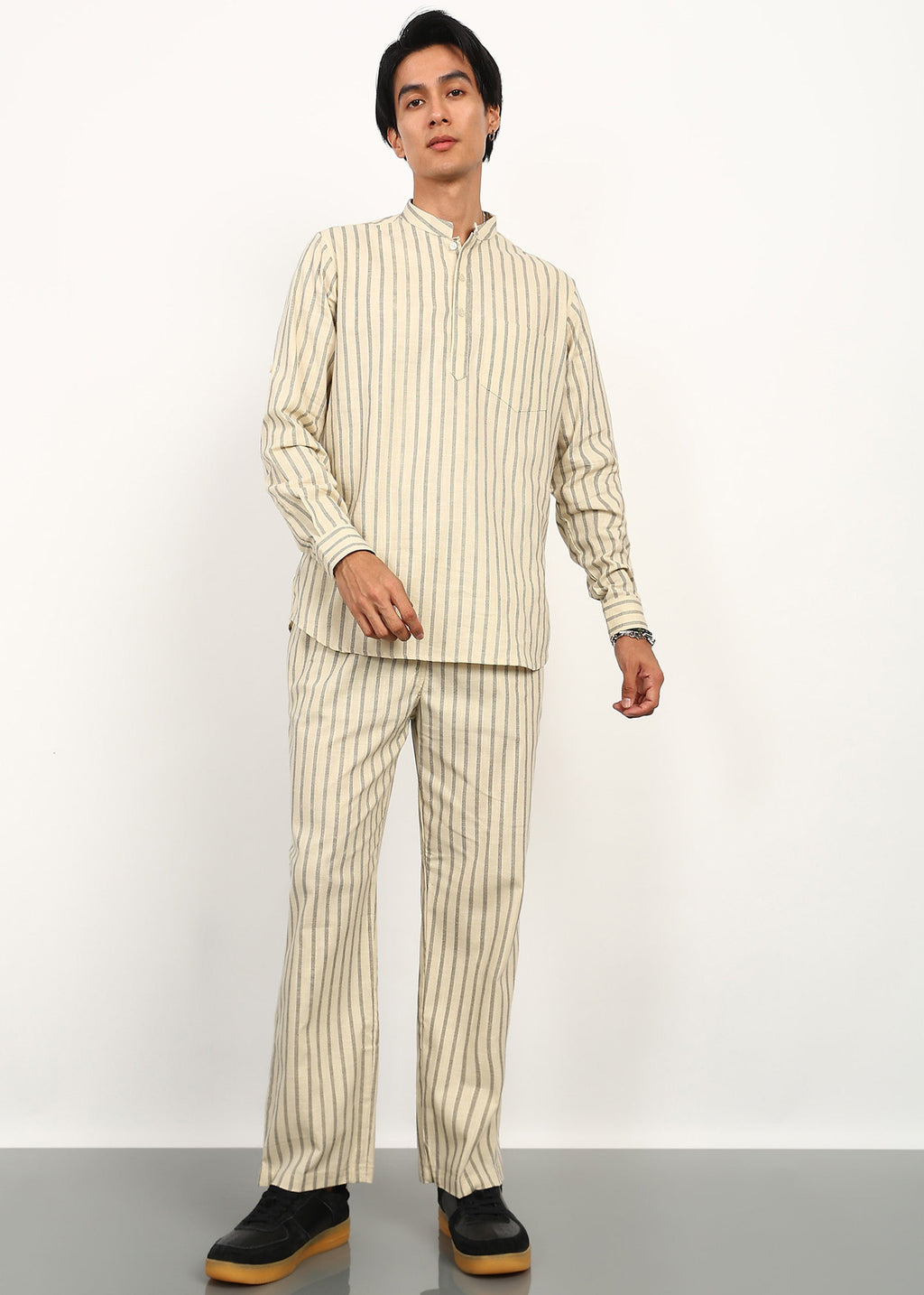 Fabmade Sandline Stripe Linen Set | Grocsy
