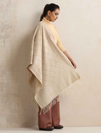 trueBrowns Beige Geometric Woollen Stole | Grocsy