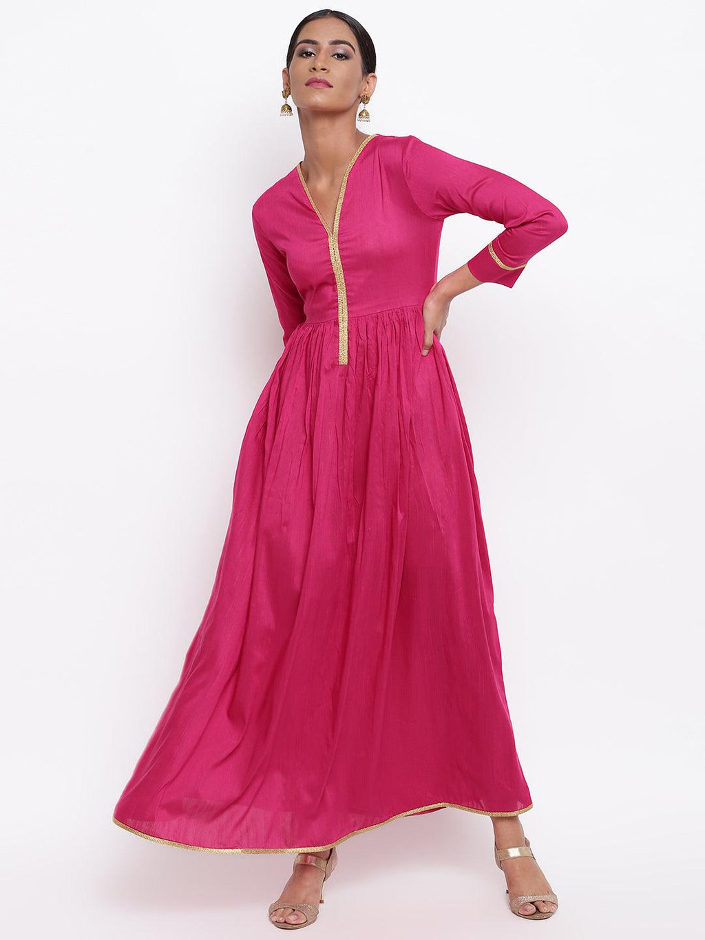 trueBrowns Pink Gold Lace Dress | Grocsy