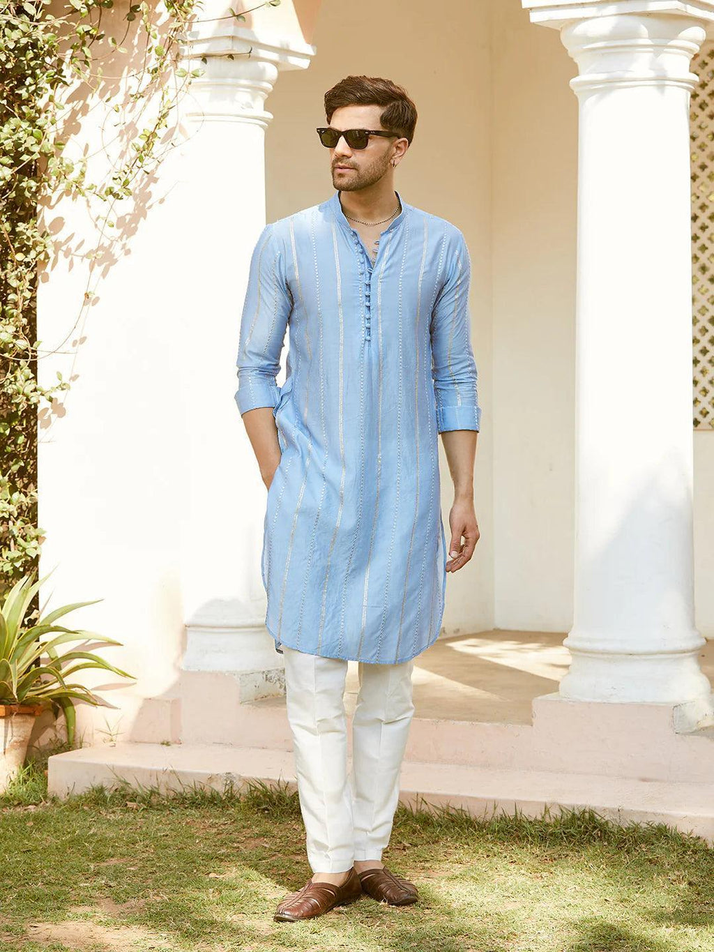 Fabmade Elegance In Every Thread Must Have The Sequins Embroidered Chanderi Silk Kurta | Grocsy