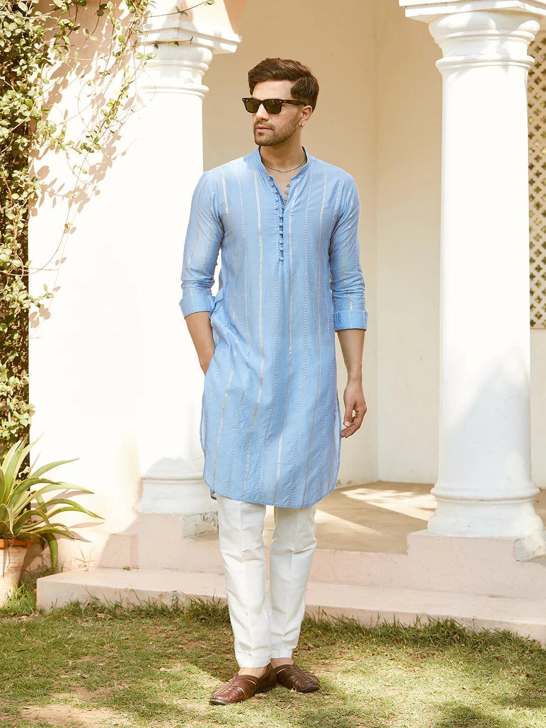 Fabmade Elegance In Every Thread Must Have The Sequins Embroidered Chanderi Silk Kurta | Grocsy